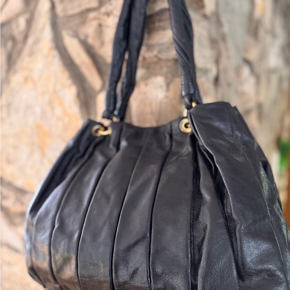Donald Pliner Black Leather Tote Bag